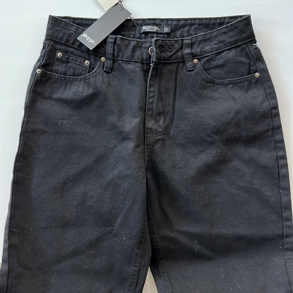 Nasty Gal Black Cropped Straight Leg Jeans Size 8 - Picture 3 of 8